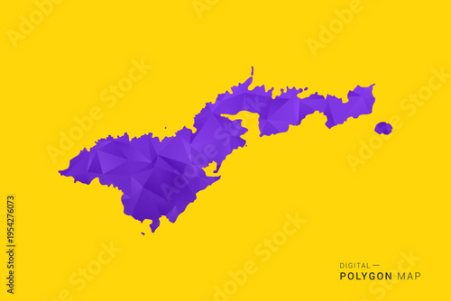 American Samoa Map - Low poly polygon map in vibrant purple gradient on bold yellow background, modern minimal geometric style, clean digital vector illustration.