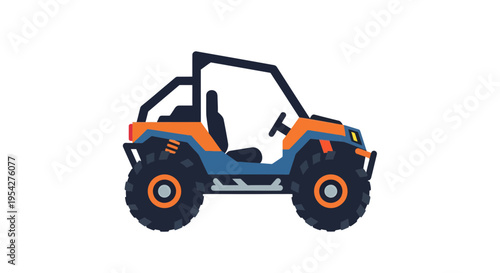 Off-Road Vehicle Icon: A vibrant cartoon depiction of a blue and orange buggy