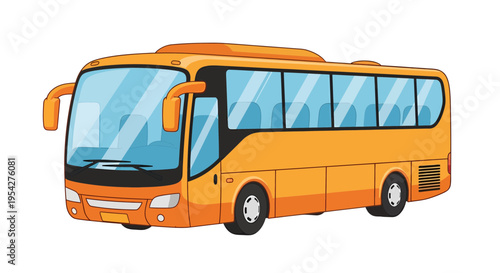 Orange Bus Image, Vector Illustration, Travel and Transportation Concept