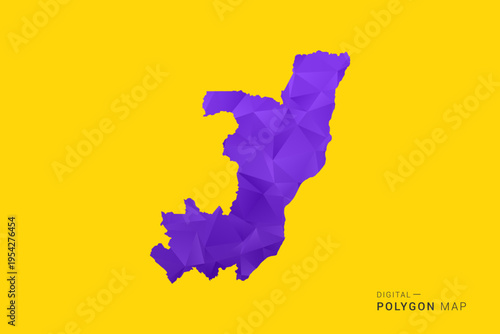 Congo Map - Low poly polygon map in vibrant purple gradient on bold yellow background, modern minimal geometric style, clean digital vector illustration.