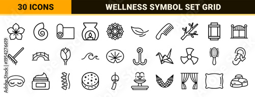 Ultra Minimalist Lotus Flower Outline Symbols for Holistic Wellness and Meditation App Interface Design Featuring Geometric Linear Style