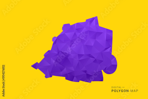Holy See Map - Low poly polygon map in vibrant purple gradient on bold yellow background, modern minimal geometric style, clean digital vector illustration.
