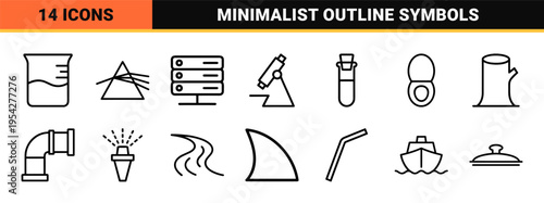 Minimalist Fluid Drop Line Art Symbols for Modern Interface Design and Scientific Data Visualization Projects