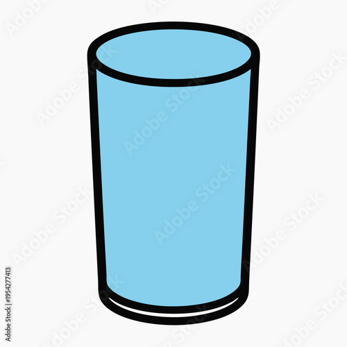 Blue Tall Water Glass Cartoon Illustration Isolated on White
