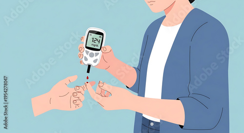 A medical professional taking a blood glucose test from a patient using a glucometer