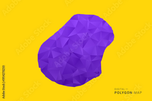 Nauru Map - Low poly polygon map in vibrant purple gradient on bold yellow background, modern minimal geometric style, clean digital vector illustration.