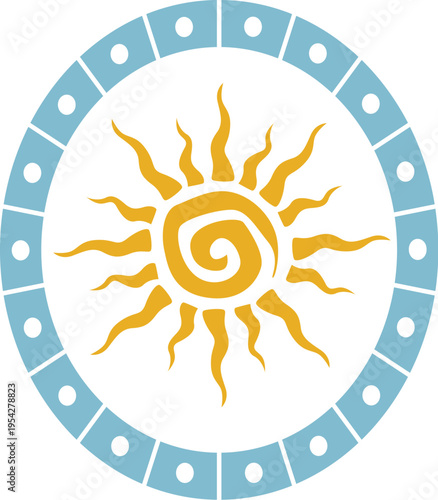 Sun Emblem With Tribal Spiral