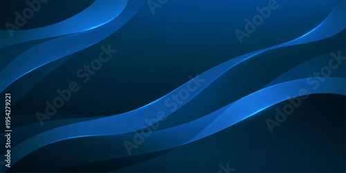 Abstract background featuring smooth flowing blue waves with soft glowing highlights and gradients