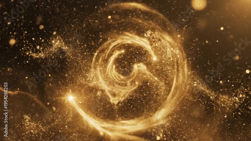 Wallpaper Mural Golden particles swirling in space with abstract light trails in the background, creating a dynamic cosmic scene Torontodigital.ca