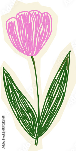 Flower Handdrawn Crayon Doodle