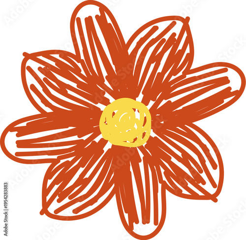 Flower Doodle Crayon Sketch