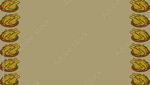 Chicken paking duck background Pattern Design. Roasted Poultry Illustration Style. Repeating Whole Chicken Motif. Hand Drawn Food Pattern. Culinary Background For Packaging.