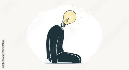 man sitting with light bulb head idea inspiration