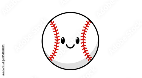 Playful baseball character with endearing smile for sports themed designs, cartoonish style