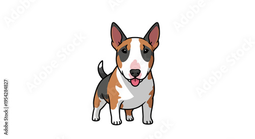 Playful bull terrier illustration with a cheerful expression and unique coloring