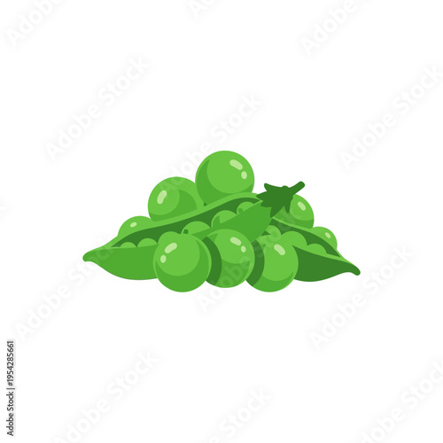 A pile of freshly shelled green peas, overflowing from their pods, a vibrant and healthy food illustration