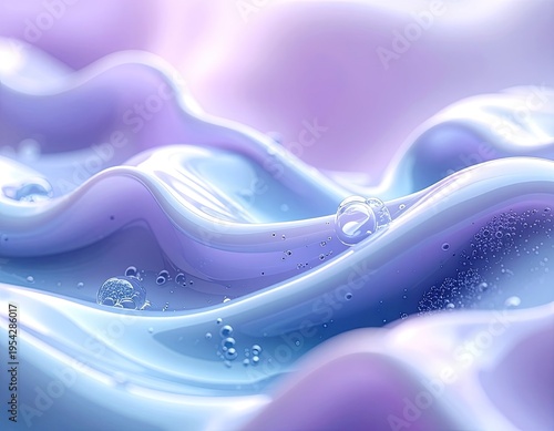 Abstract fluid texture with iridescent waves and bubbles.