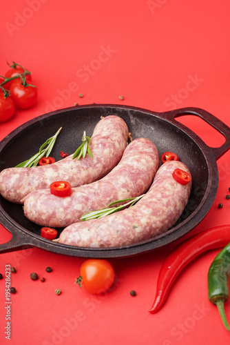 Frying pan with raw fresh s...