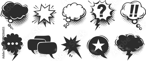 Comic Speech Bubbles Set Pop Art Dialogue Illustration.