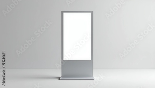 Outdoor touch screen kiosk isolated on white background. Stand digital signage with blank screen