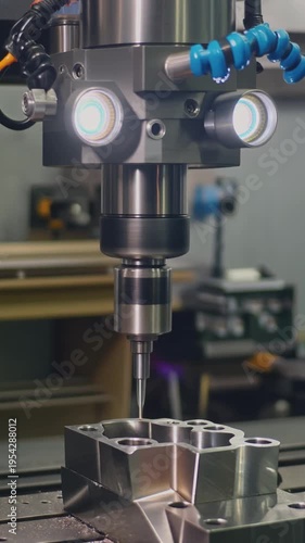 CNC milling machine in action cutting metal.