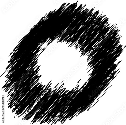 donut ring shape created by dense scribble strokes with enclosed center