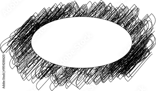 oval ring formed by dense scribble lines creating enclosed contour