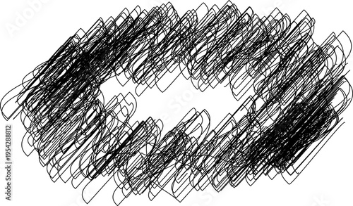 oval shape formed by scribble shading lines creating grain texture