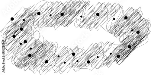wide oval ring formed by scribble lines creating frame contour structure