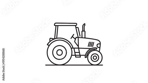 Tractor Vehicle Side View Illustration For Agriculture Concepts