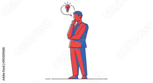 Man thoughtfully pondering with a lightbulb appearing above his head