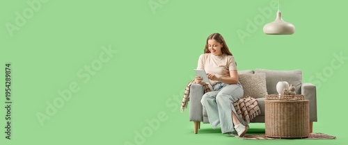 Beautiful woman with tablet...