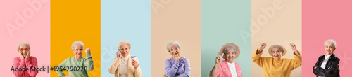 Collage of happy elderly wo...