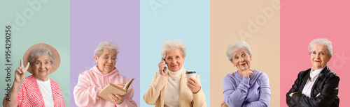 Collage of happy elderly wo...