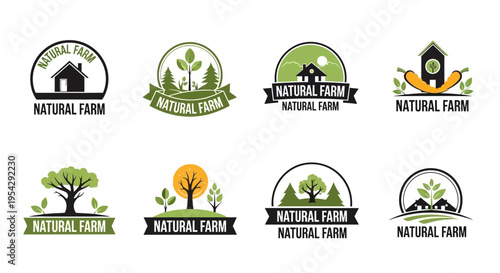Collection of natural farm logos and icons.
