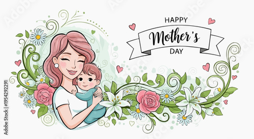 Mother's Embrace: A loving mother tenderly holds her child. A heartwarming image that captures the bond of motherhood.