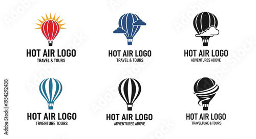 Hot air balloon logos and icons.