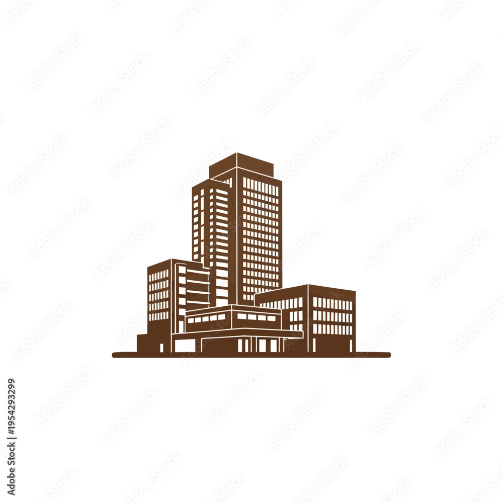 Fototapeta premium Modern office building architecture with multiple floors and window details