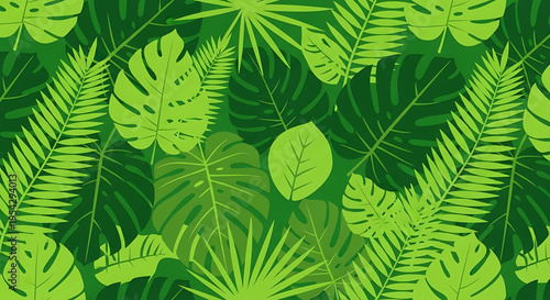 A vibrant green tropical leaf pattern illustration for design and decoration