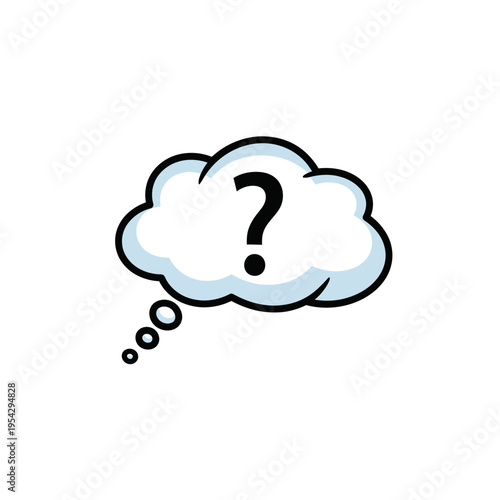 Thought bubble with question mark symbolizing confusion or inquiry.