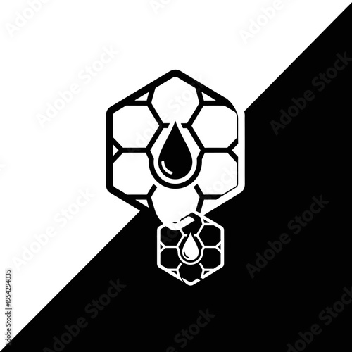 Abstract Honeycomb Droplet Icon Symbolizing Sweetness and Nature.