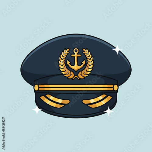 Captain Hat with Golden Anchor and Laurel Wreath.