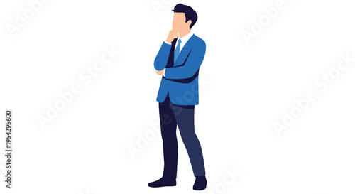 A thoughtful businessman in a suit is deep in contemplation looking to the side