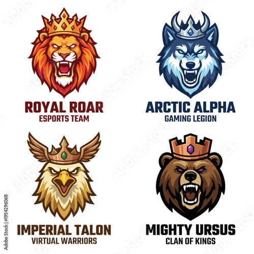 A collection of fierce animal logos that symbolize strength and teamwork, perfect for esports teams and gaming brands wanting to convey power and unity.