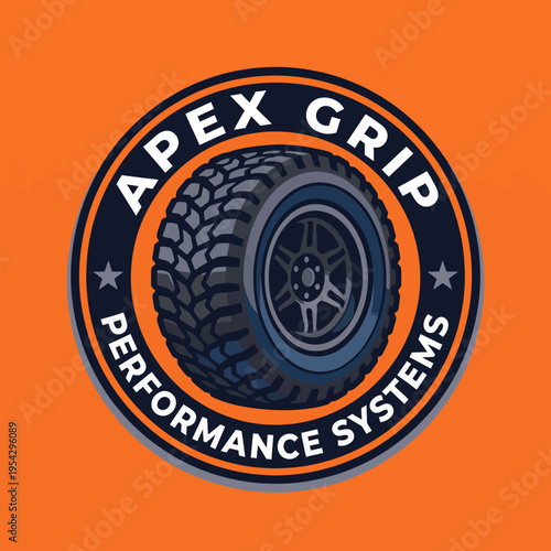 A modern logo design featuring a stylized tire, symbolizing high performance and reliability for automotive brands, capturing the essence of speed and durability effectively.