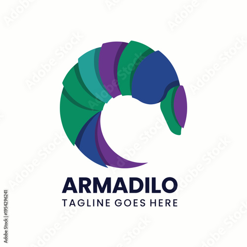 Foto A vibrant and abstract armadillo logo featuring layered colors, representing creativity and uniqueness in branding, suitable for various artistic endeavors