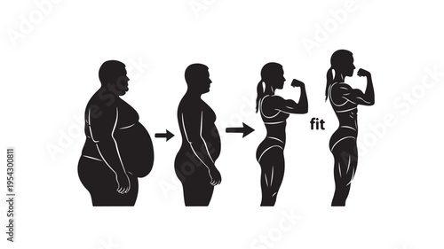 Weight loss transformation silhouette before and after fitness
