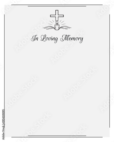 Funeral invitation card with church cross 