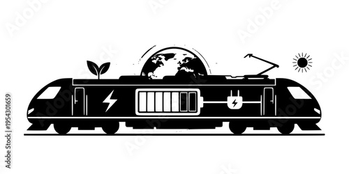 Electric Green Energy Train Sustainability Icon