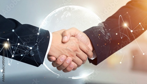 Business handshake global digital partnership